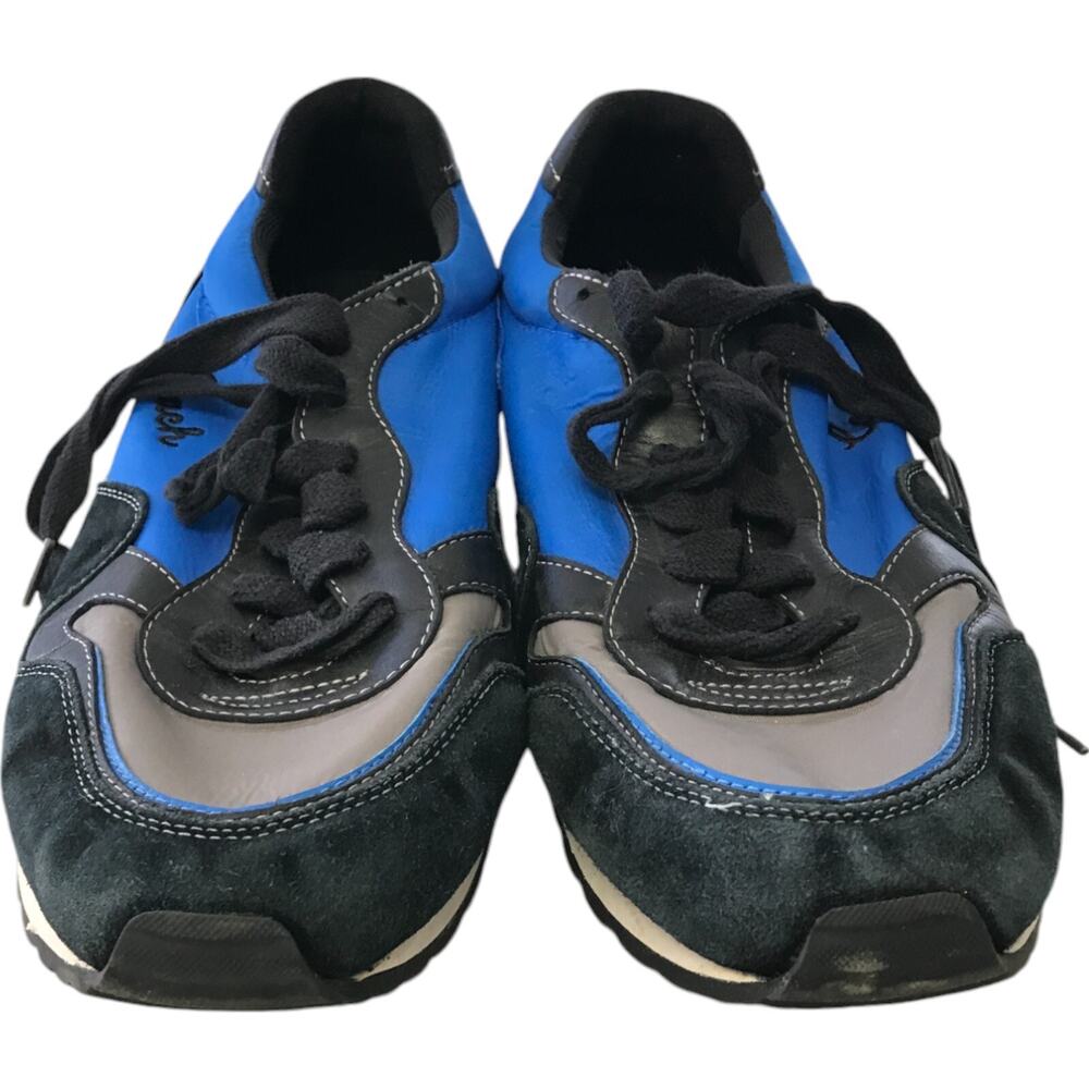 Coach Sneaker Shoes Mens 12D Neon Blue Leather Lace Up Low Top C142 FG3215